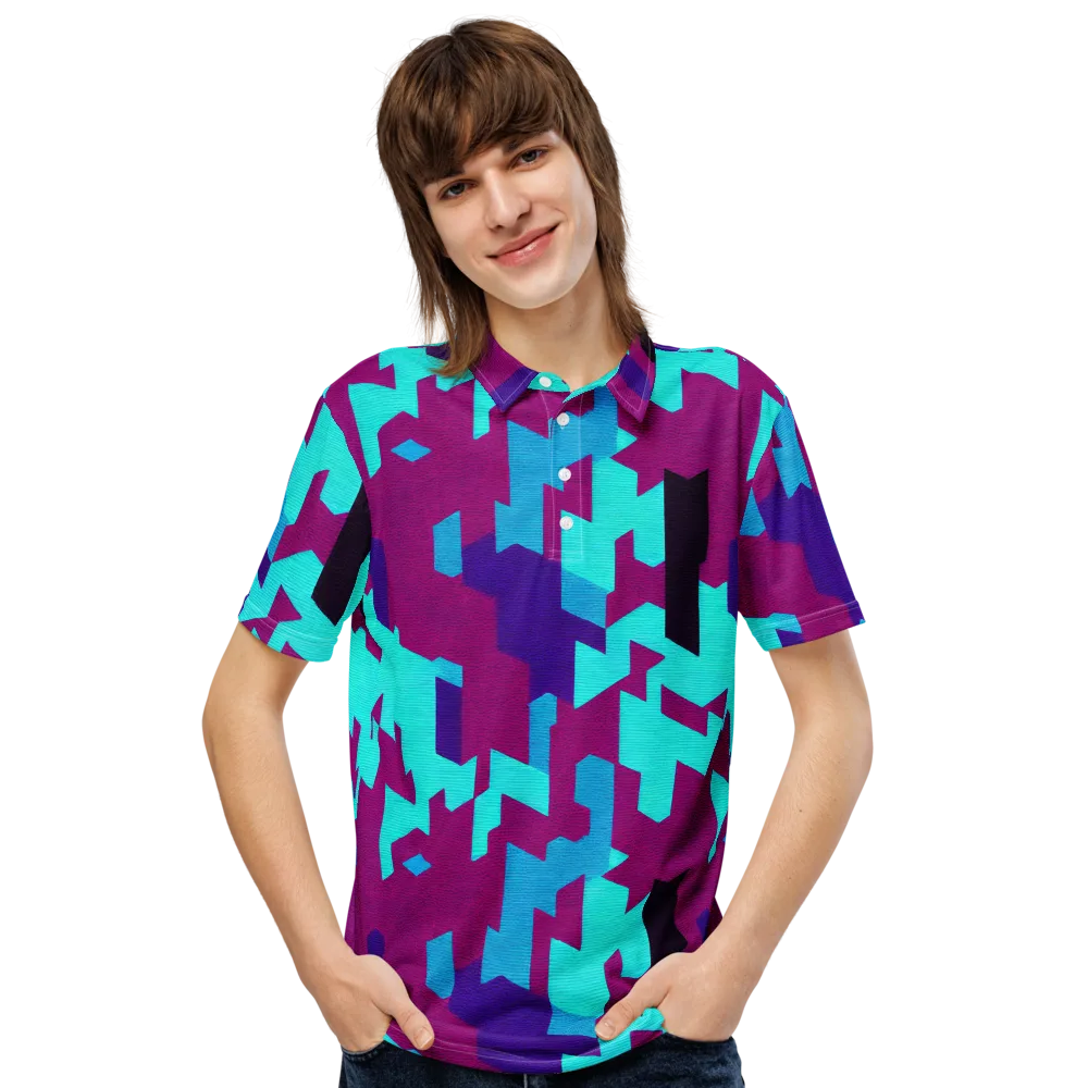 Electric Facets on Men's Slim Fit Polo Shirt — Front