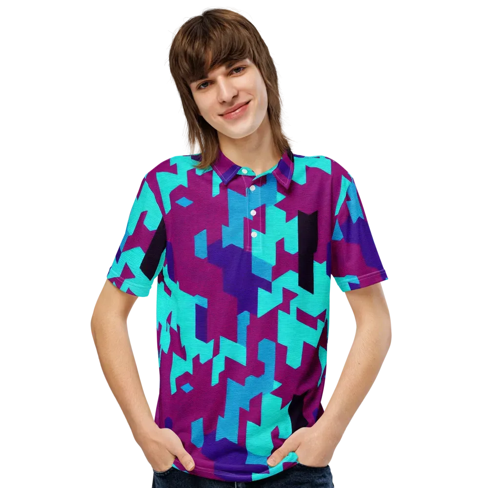 Electric Facets on Men's Slim Fit Polo Shirt — Front