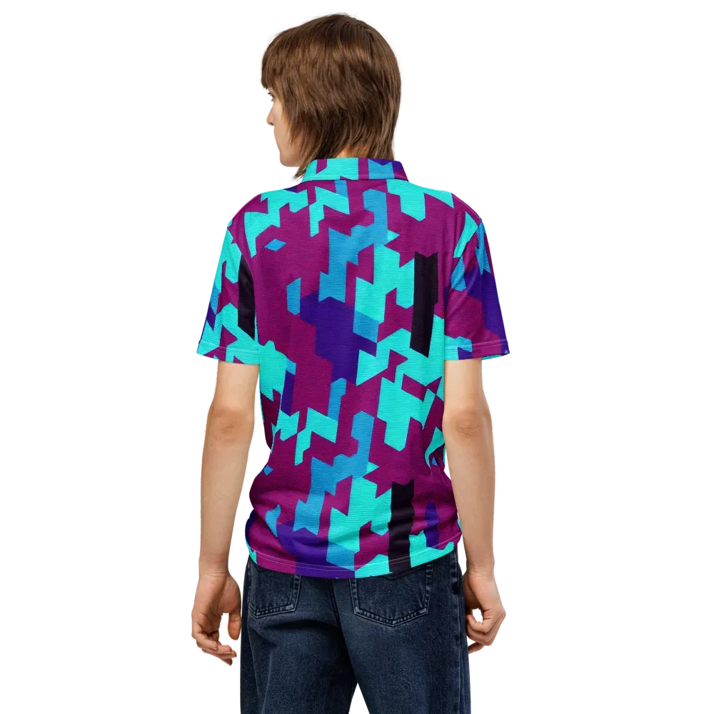 Electric Facets on Men's Slim Fit Polo Shirt — Back