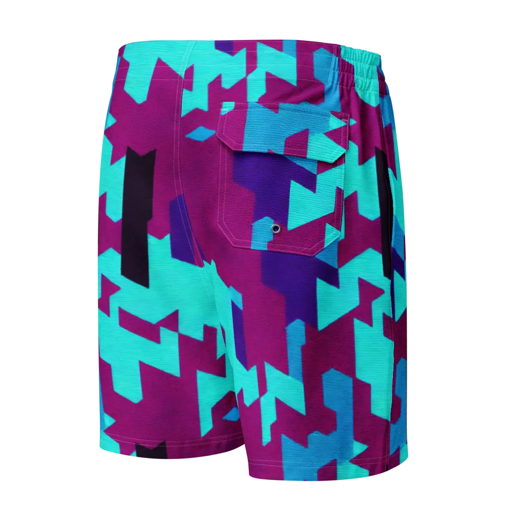 Electric Facets on Men's Board Shorts — Back