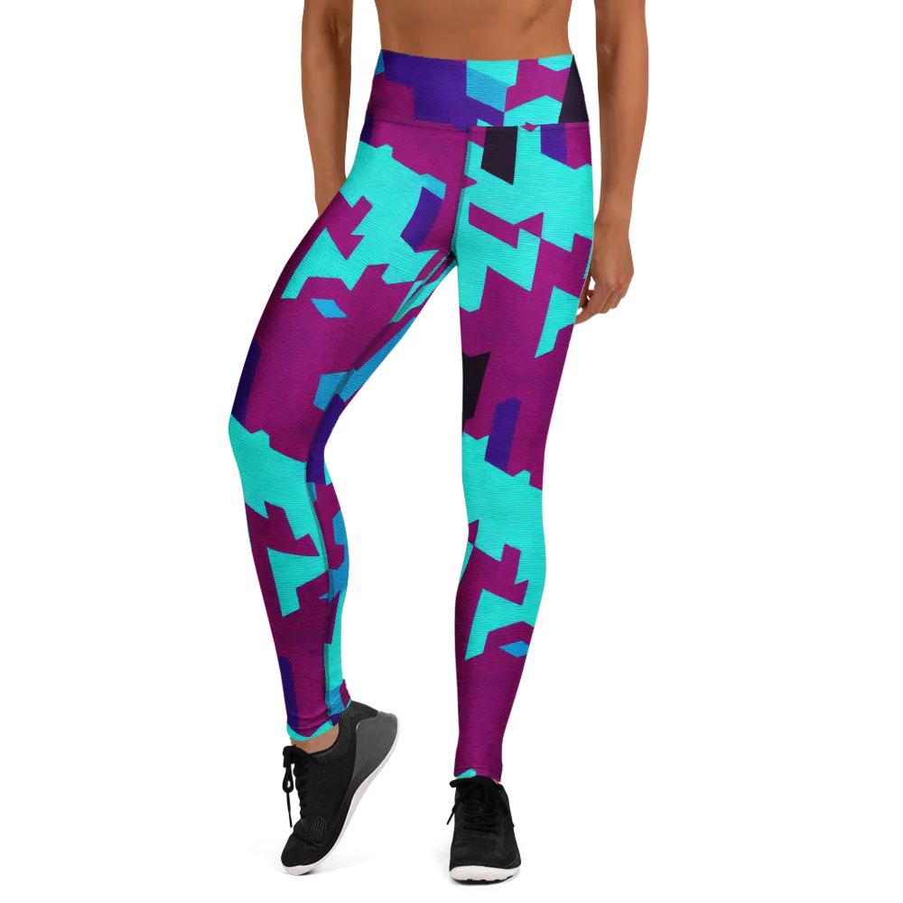 Electric Facets on Yoga Leggings — Front