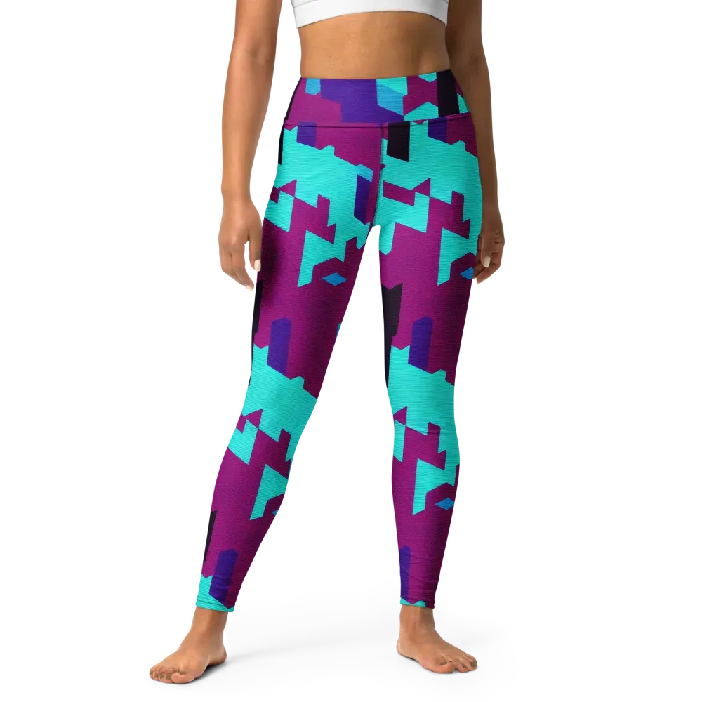 Electric Facets on Yoga Leggings — Front