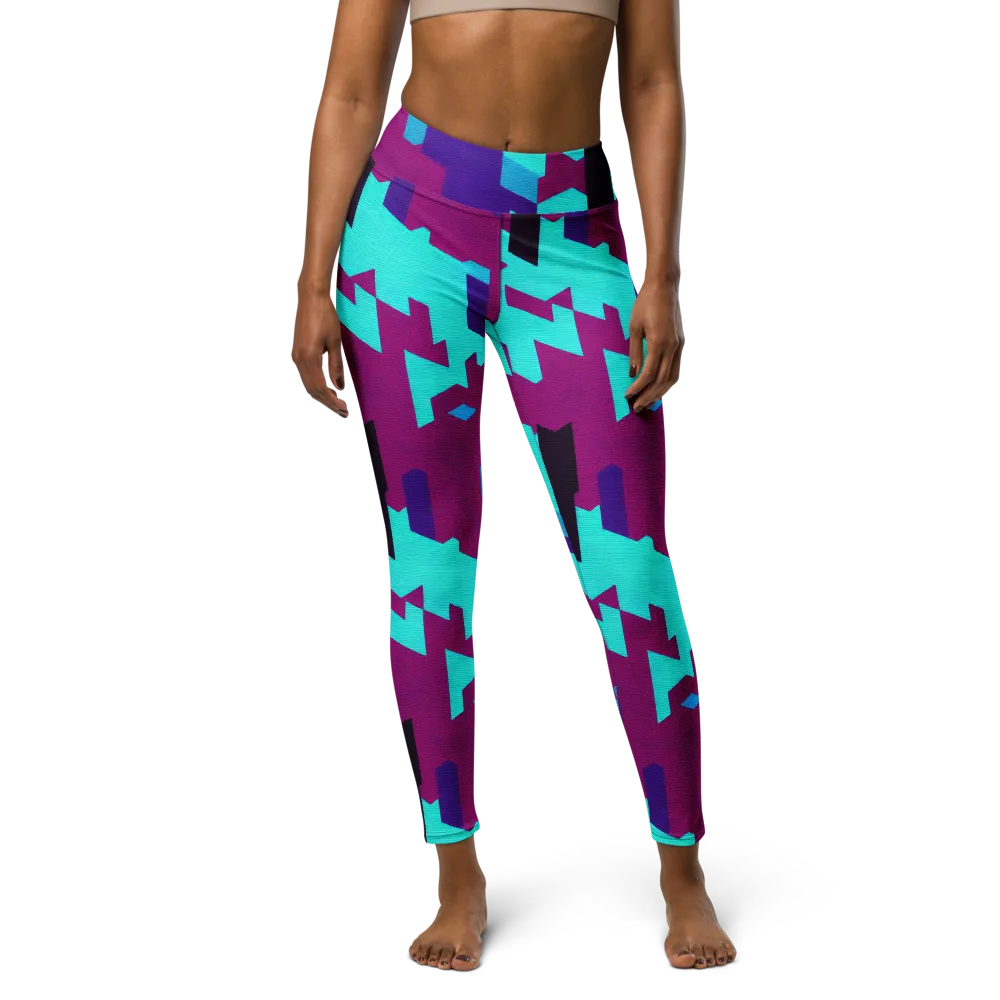Electric Facets on Yoga Leggings — Front