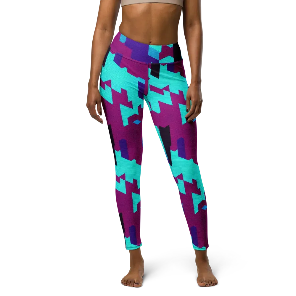 Electric Facets on Yoga Leggings — Front