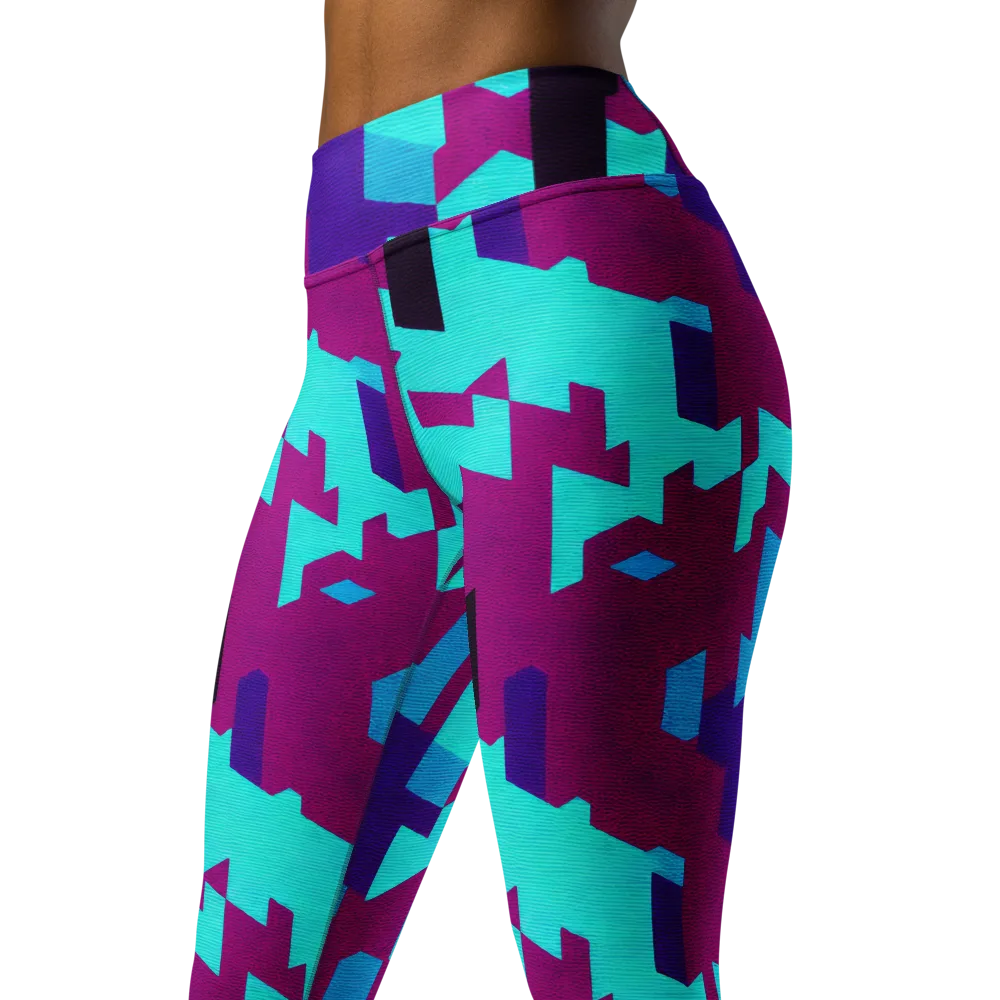 Electric Facets on Yoga Leggings — Left Front