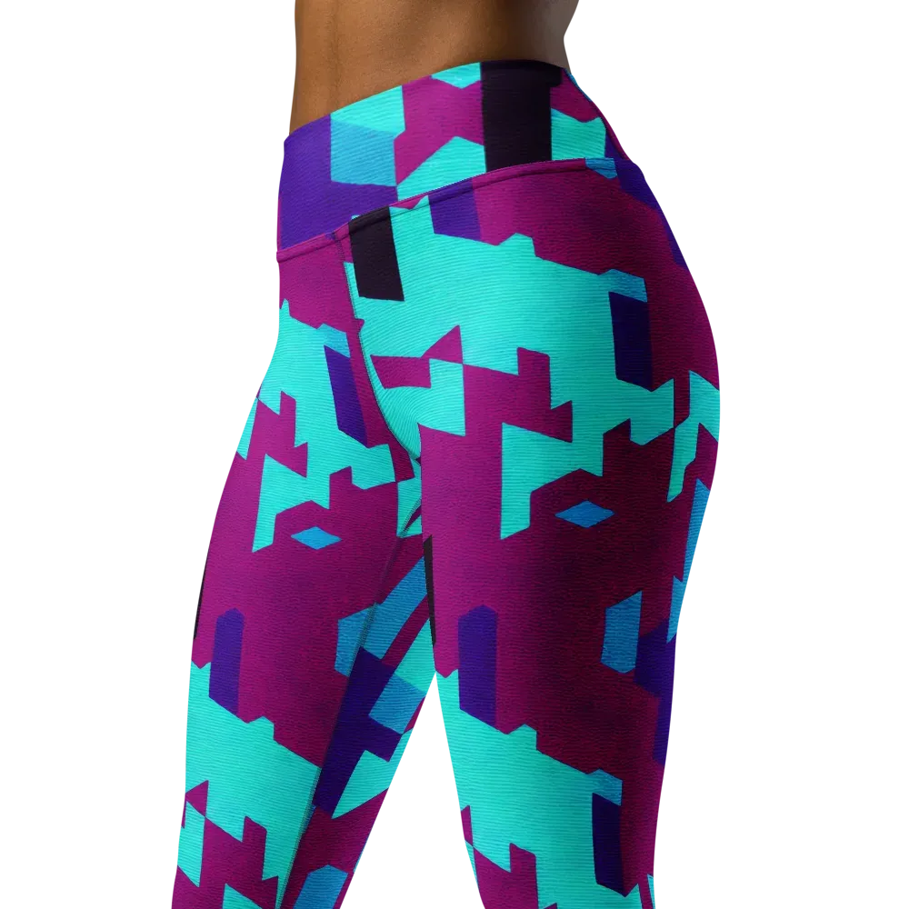 Electric Facets on Yoga Leggings — Left Front