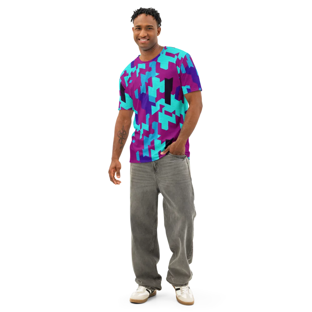 Electric Facets on Men's Cotton Crew Neck T-Shirt — Front