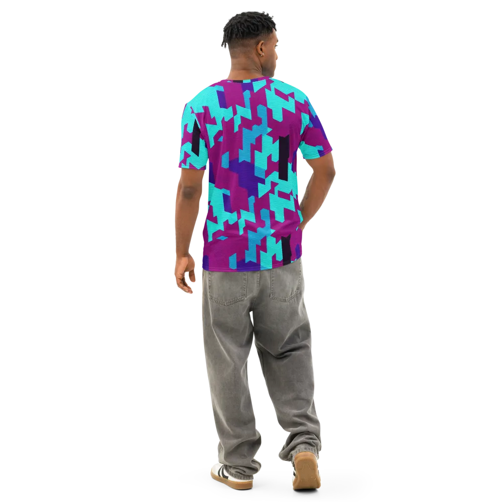 Electric Facets on Men's Cotton Crew Neck T-Shirt — Back