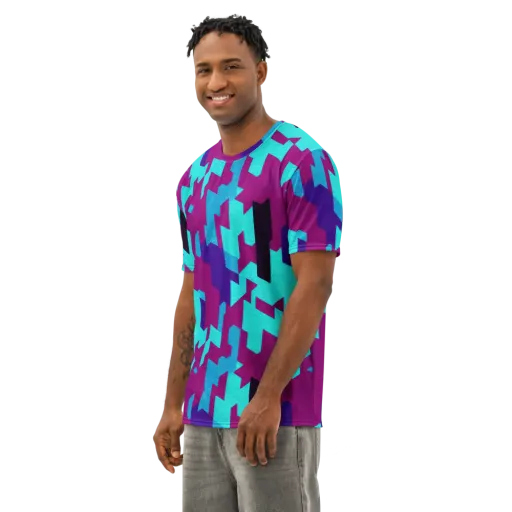Electric Facets on a Men's Cotton Crew Neck T-Shirt