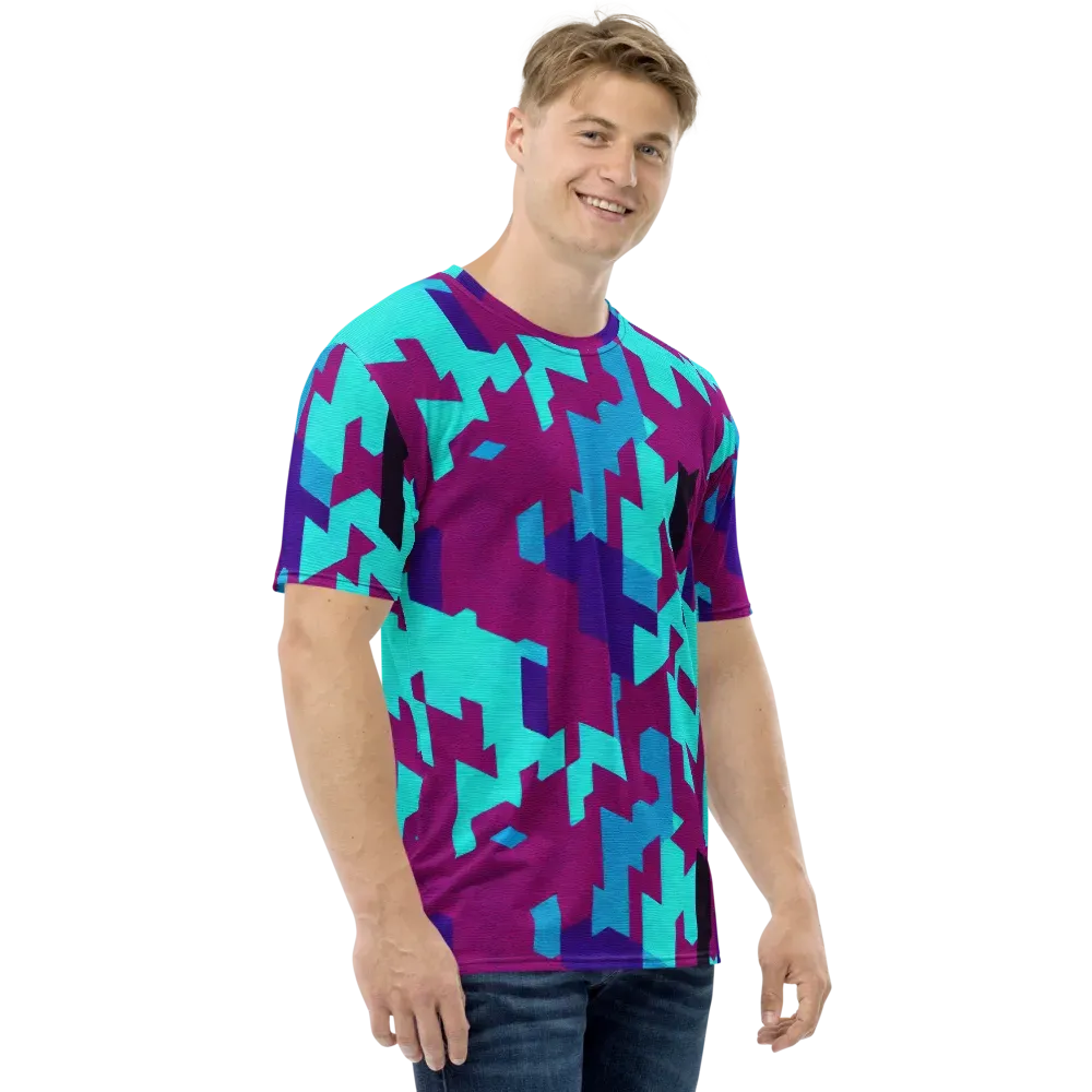 Electric Facets on Men's Crew Neck T-Shirt — Right