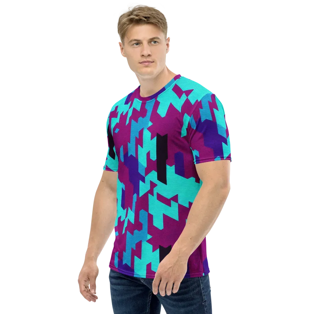 Electric Facets on Men's Crew Neck T-Shirt — Left