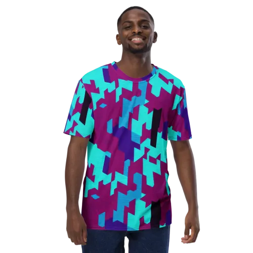 Electric Facets on a Men's Crew Neck T-Shirt