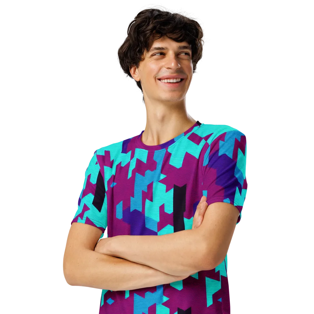 Electric Facets on Men's Crew Neck T-Shirt — Left Front