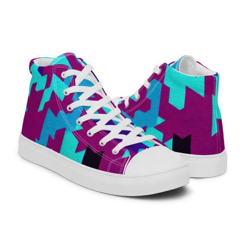 Electric Facets on a Men's High Top Canvas Shoes