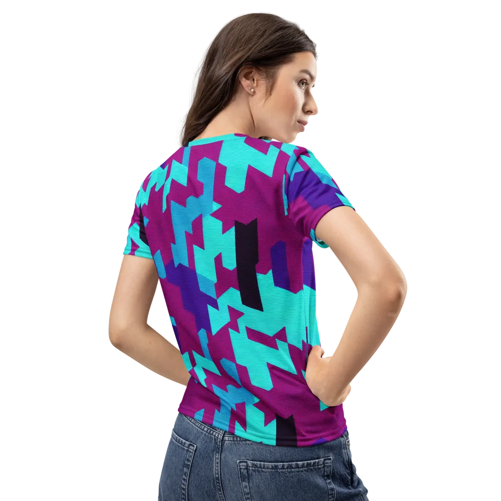 Electric Facets on Women's Crew Neck T-Shirt — Back