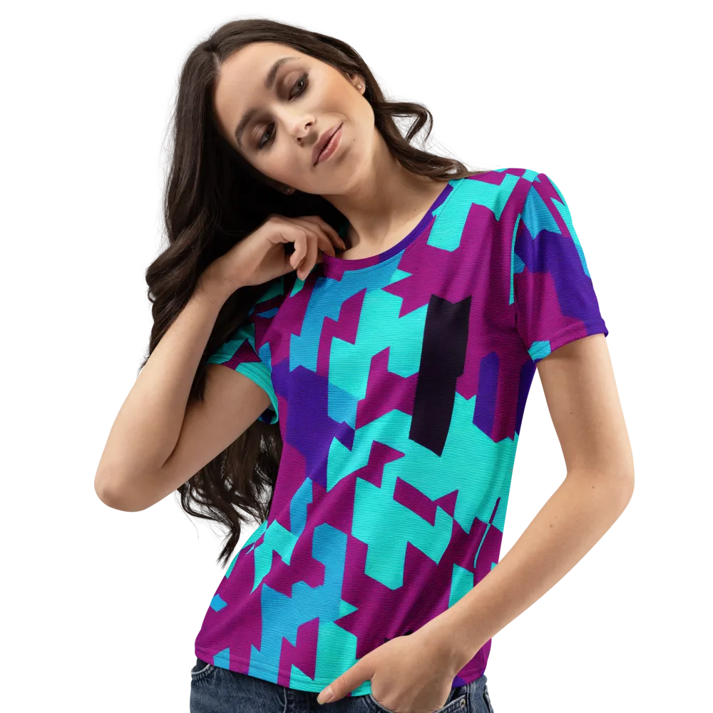 Electric Facets on Women's Crew Neck T-Shirt — Left Front
