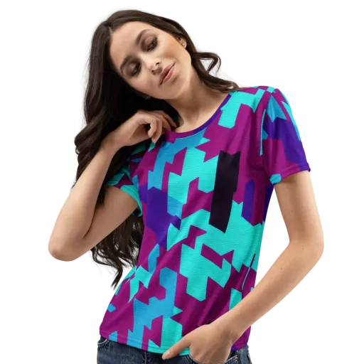 Electric Facets on a Women's Crew Neck T-Shirt