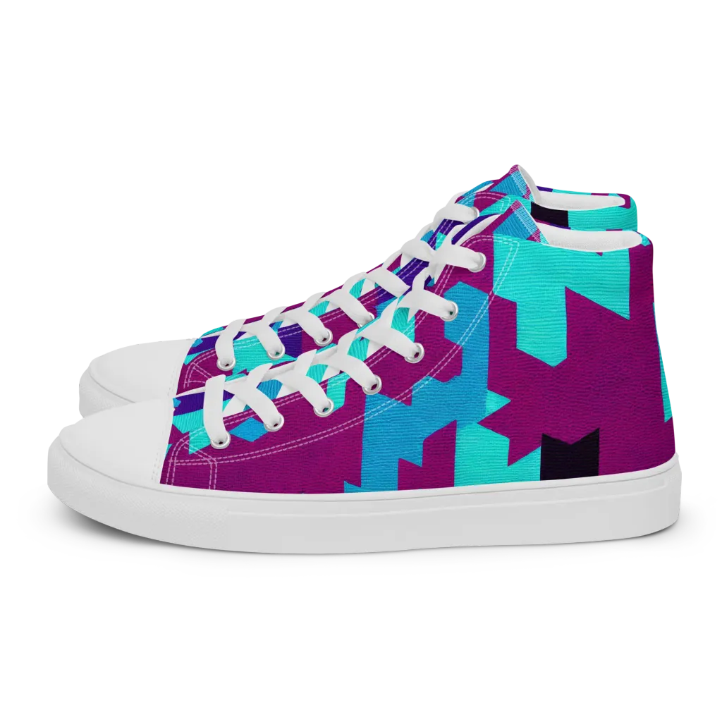 Electric Facets on Women's High Top Canvas Shoes — Left