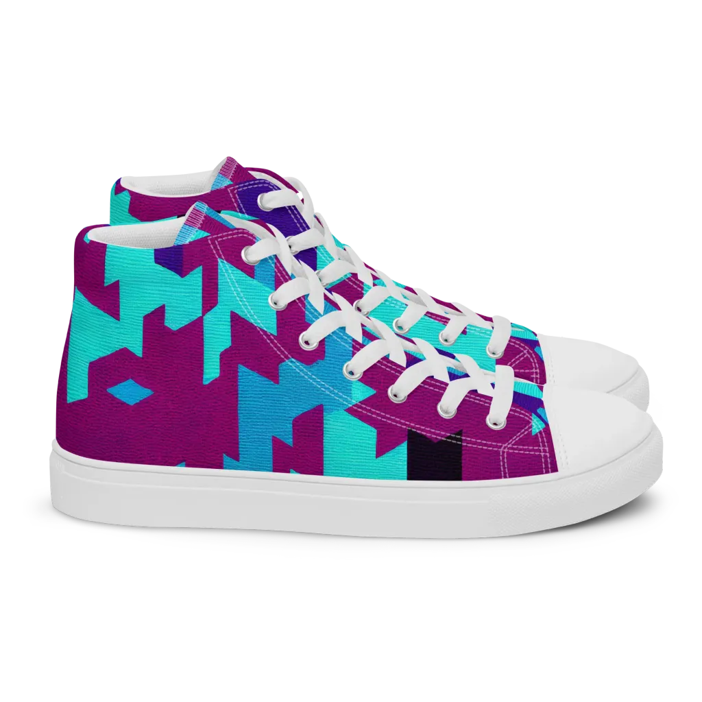 Electric Facets on Women's High Top Canvas Shoes — Right