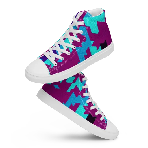 Electric Facets on a Women's High Top Canvas Shoes