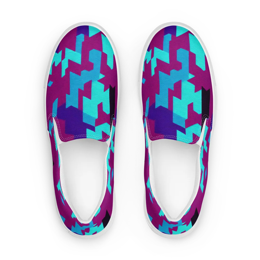 Electric Facets on Men's Slip-On Canvas Shoes — Front