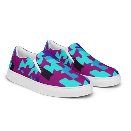 Electric Facets on a Men's Slip-On Canvas Shoes