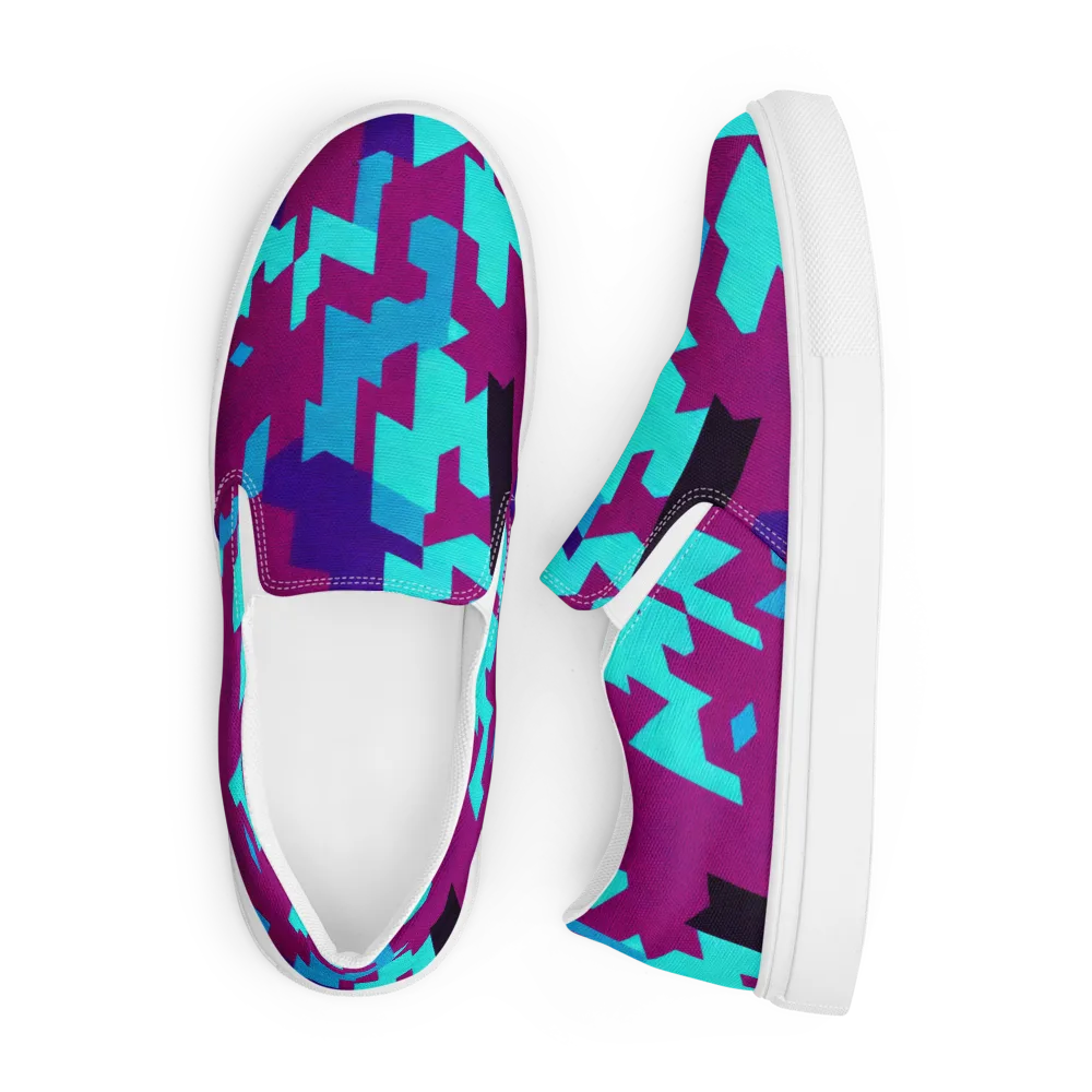 Electric Facets on Men's Slip-On Canvas Shoes — Front