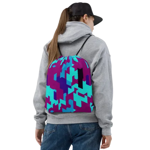 Electric Facets on a Drawstring Bag