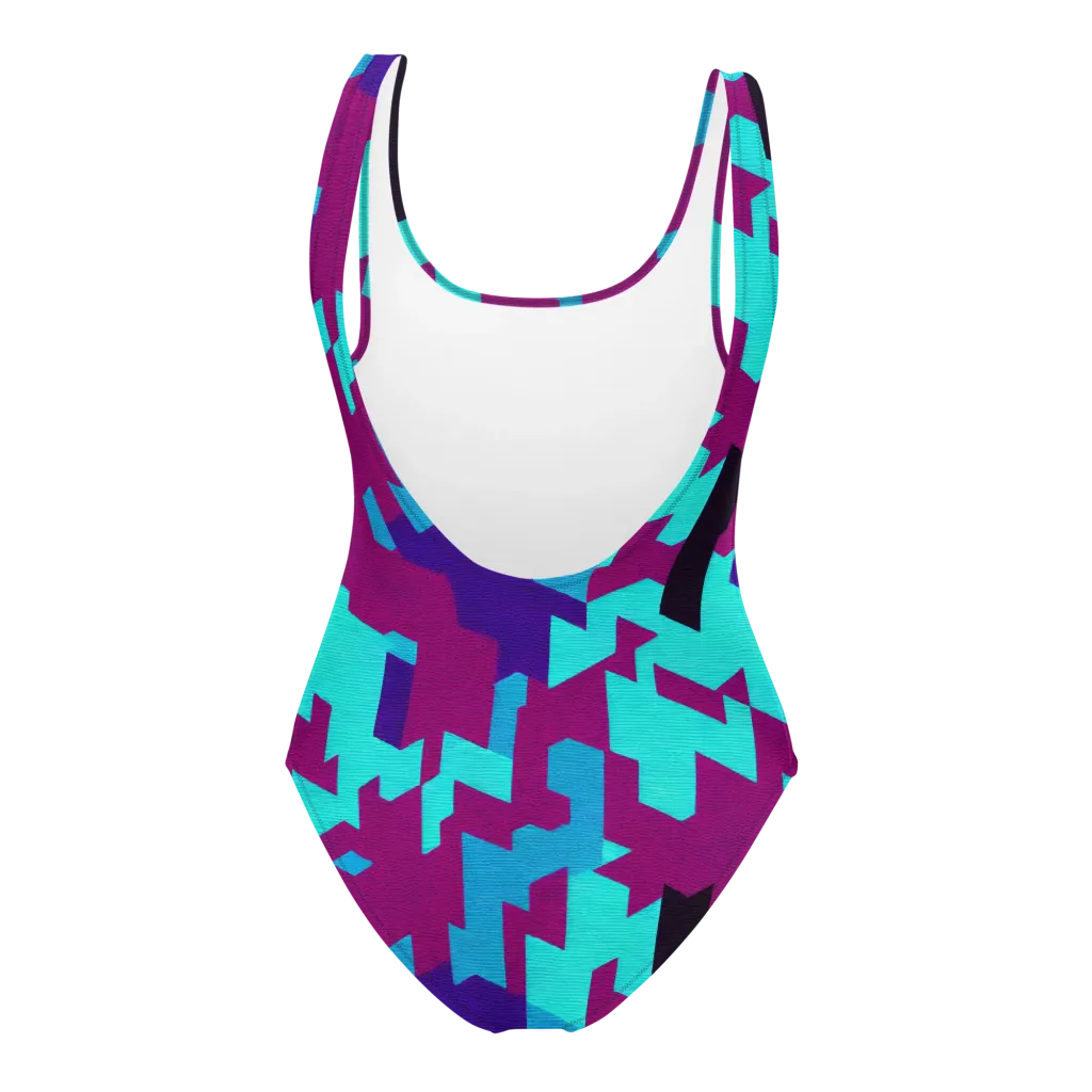 Electric Facets on One-Piece Swimsuit — Back