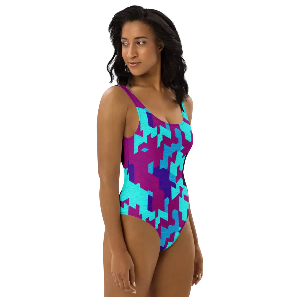 Electric Facets on One-Piece Swimsuit — Right