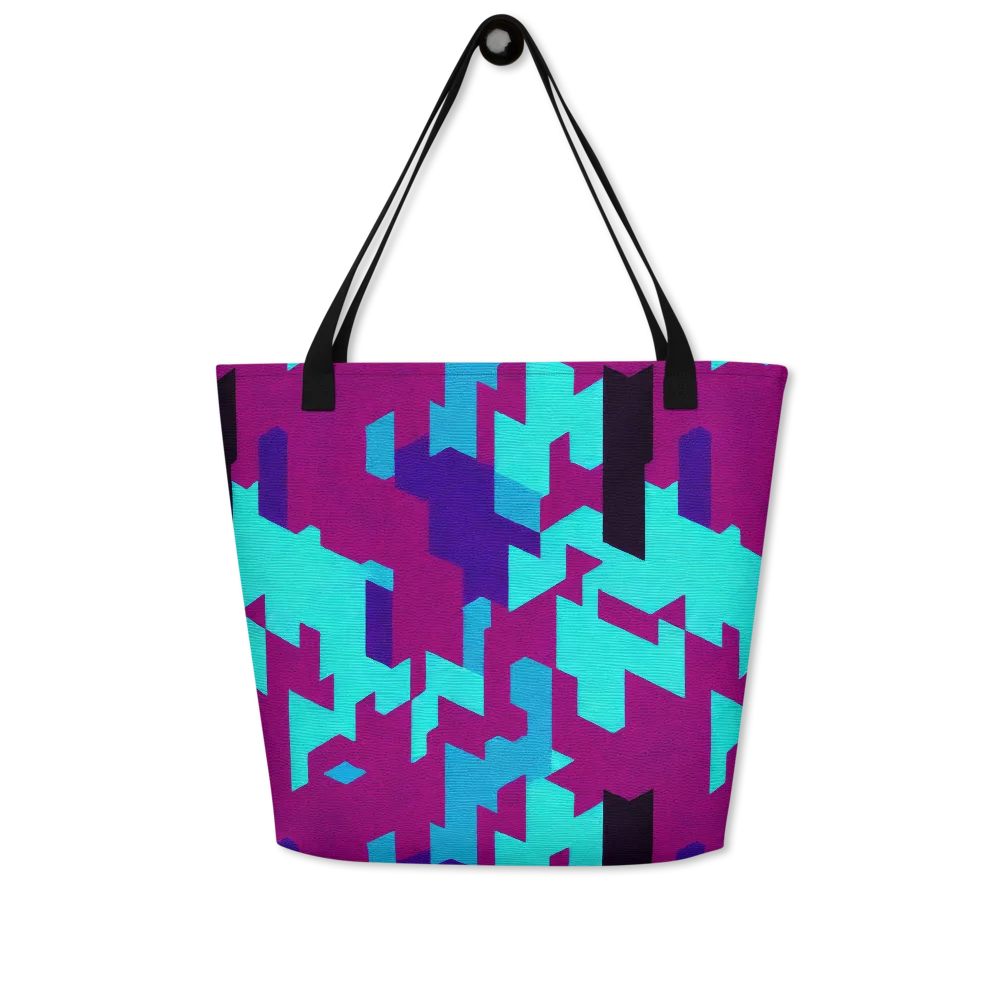 Electric Facets on Large Tote Bag W/ Pocket — Front