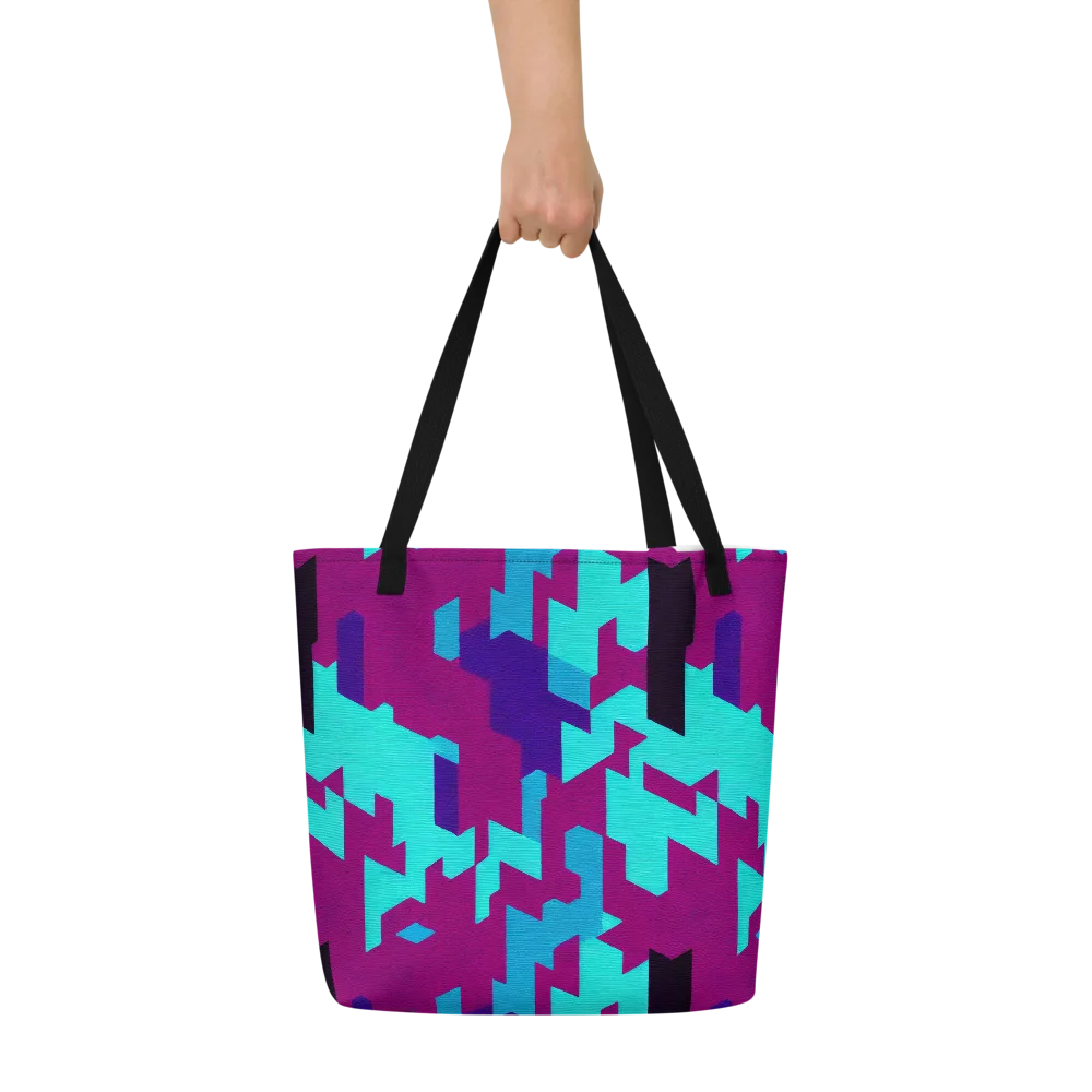 Electric Facets on Large Tote Bag W/ Pocket — Front