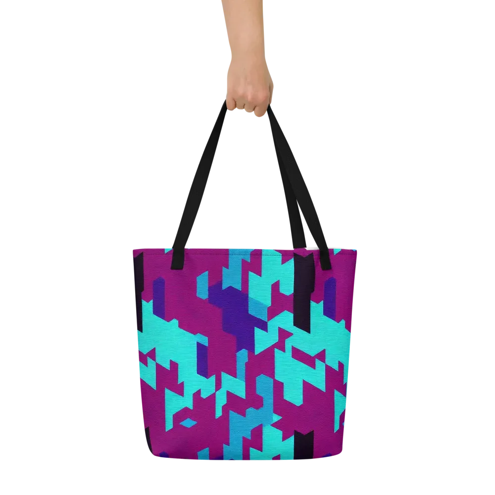 Electric Facets on Large Tote Bag W/ Pocket — Front