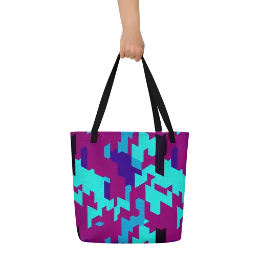 Electric Facets on a Large Tote Bag W/ Pocket