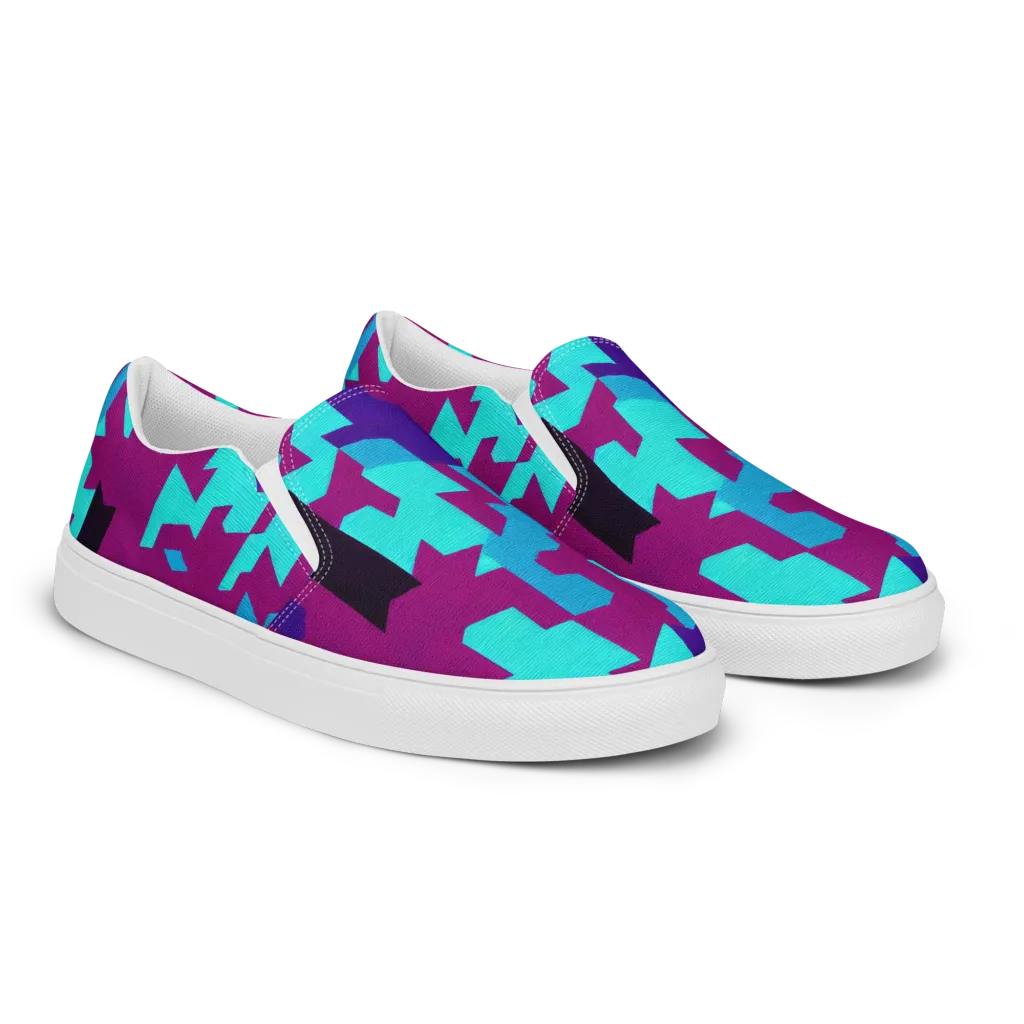 Electric Facets on Women's Slip-On Canvas Shoes — Right Front