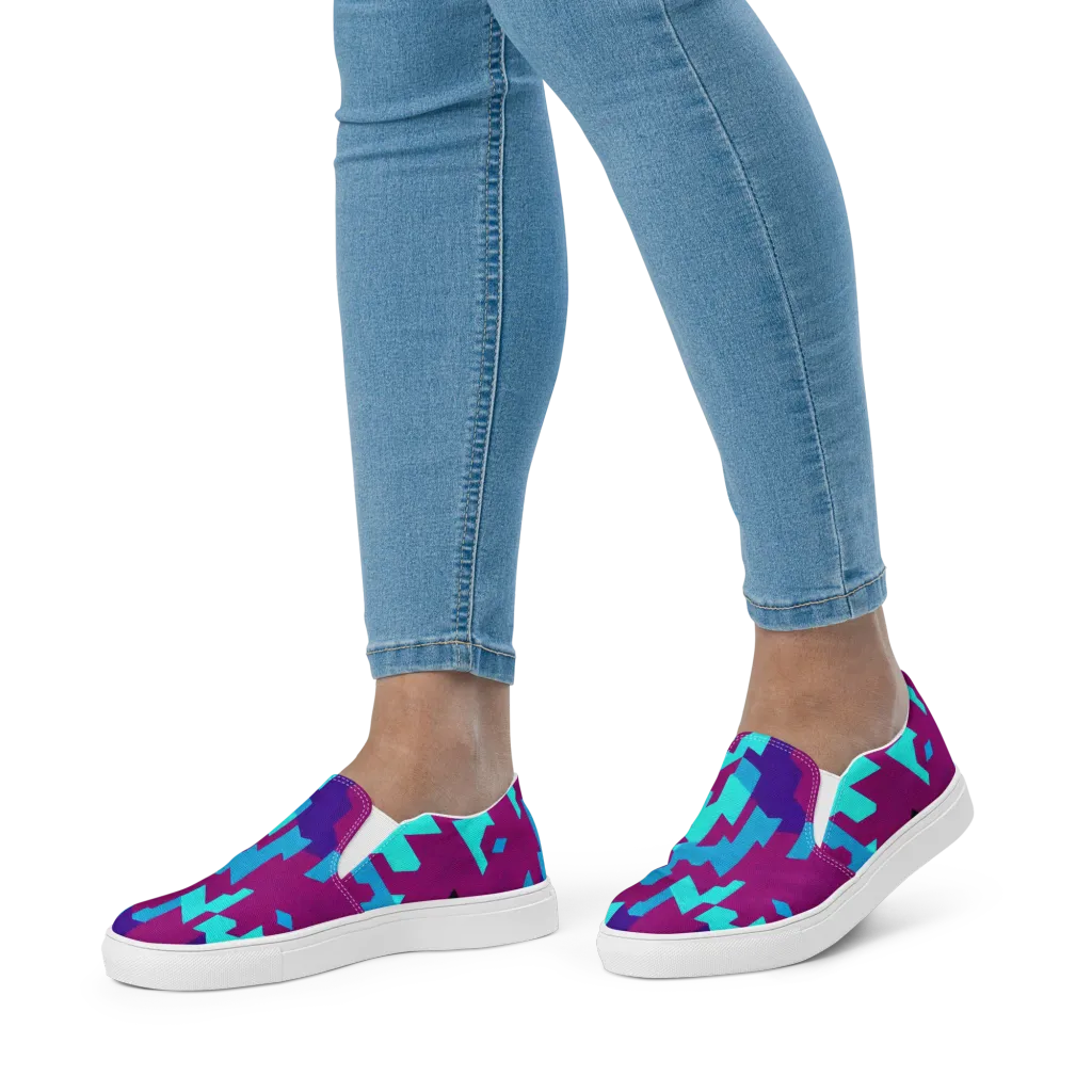 Electric Facets on Women's Slip-On Canvas Shoes — Front