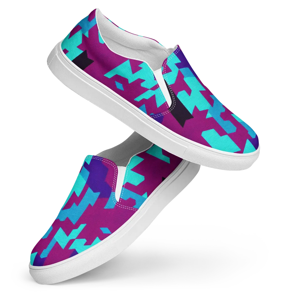 Electric Facets on Women's Slip-On Canvas Shoes — Front