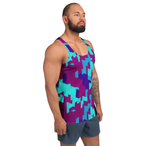 Electric Facets on a Men's Tank Top