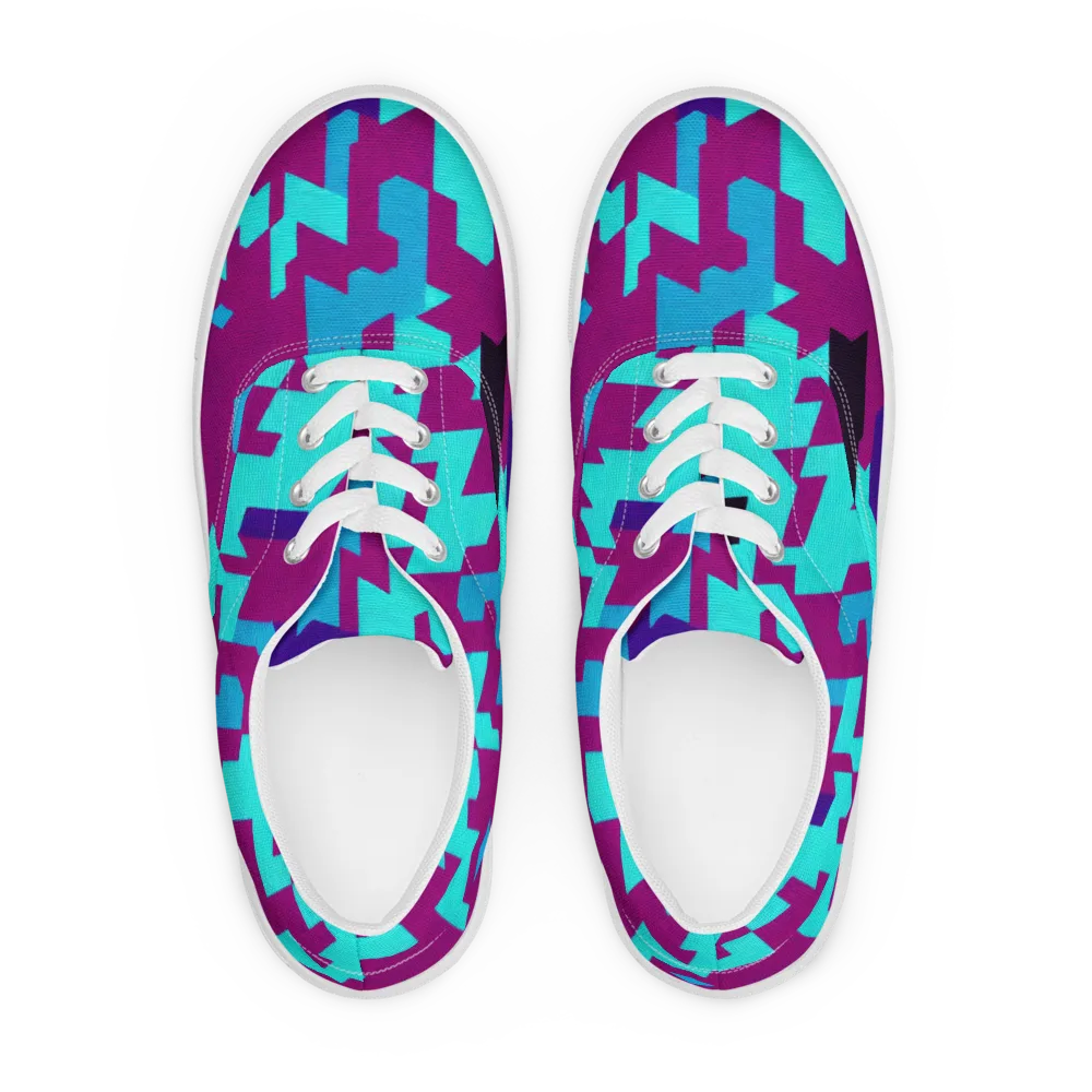 Electric Facets on Men's Lace-Up Canvas Shoes — Front