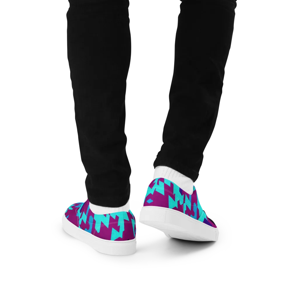 Electric Facets on Men's Lace-Up Canvas Shoes — Back