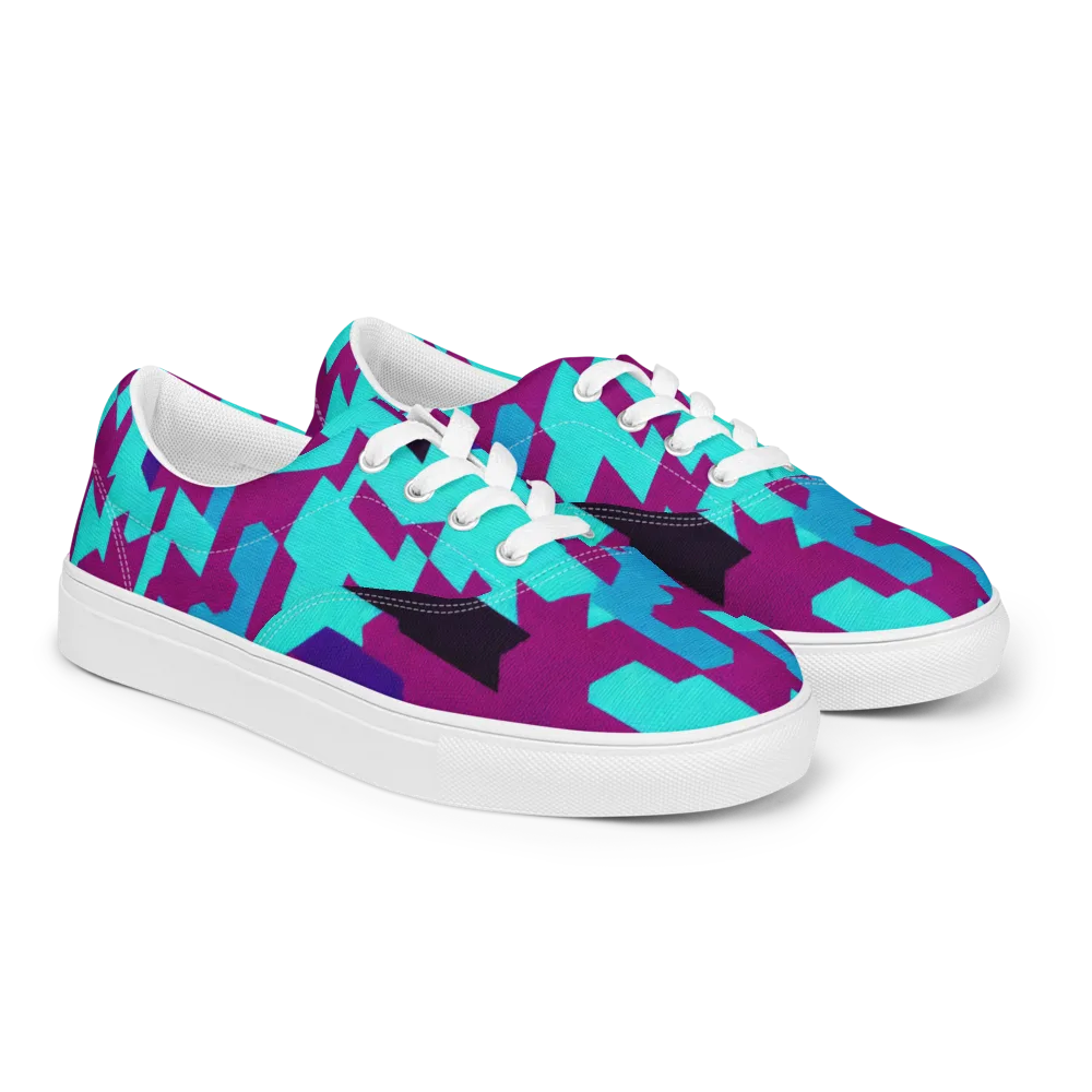 Electric Facets on Men's Lace-Up Canvas Shoes — Right Front