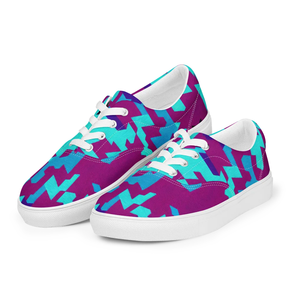 Electric Facets on Men's Lace-Up Canvas Shoes — Left Front
