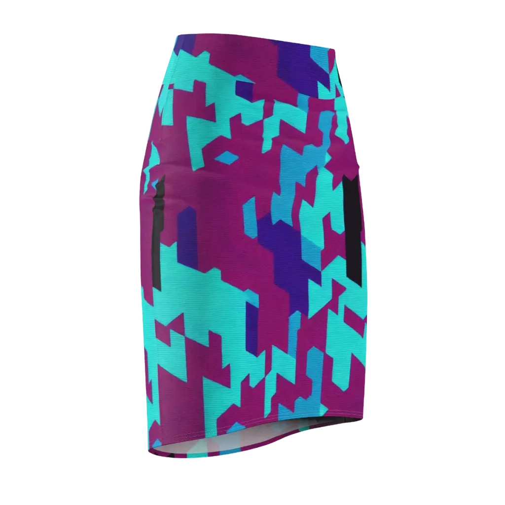 Electric Facets on Pencil Skirt — Front Side