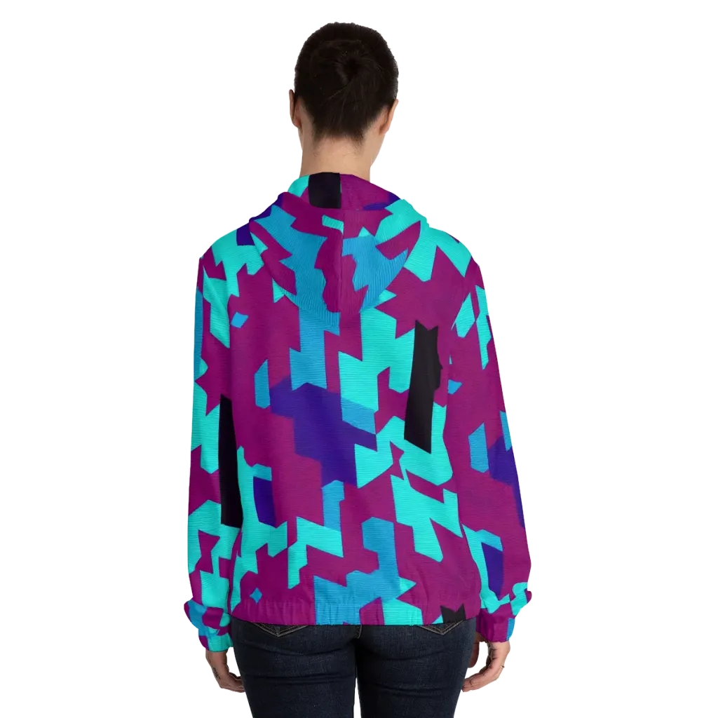 Electric Facets on Women's Full-Zip Hoodie — Back On Person