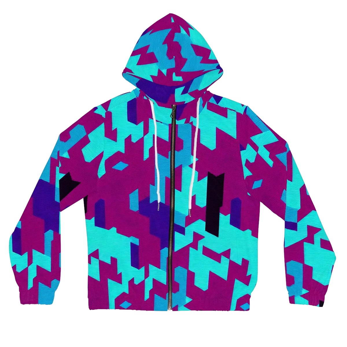 Electric Facets on Women's Full-Zip Hoodie — Front