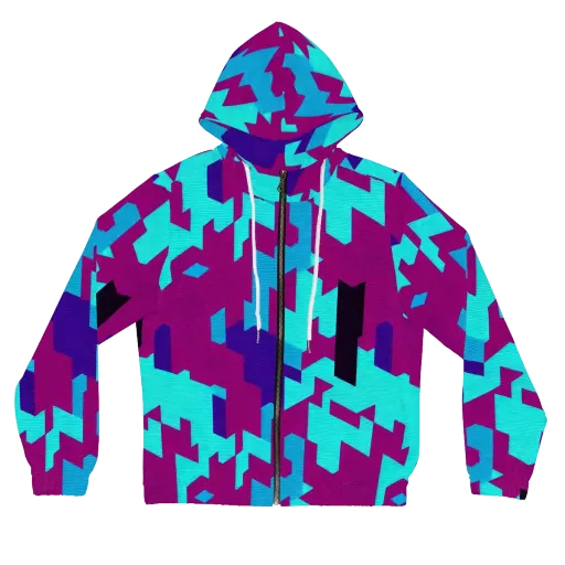 Electric Facets on a Women's Full-Zip Hoodie