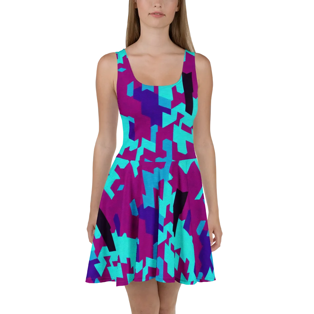 Electric Facets on Skater Dress — Front