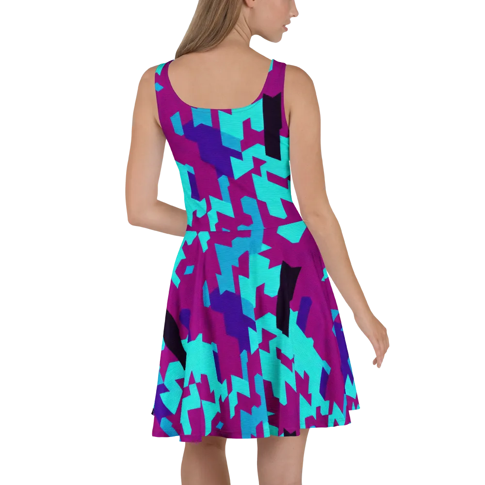 Electric Facets on Skater Dress — Back