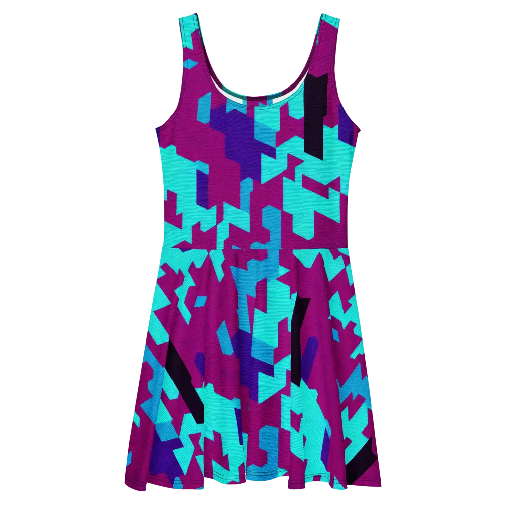 Electric Facets on Skater Dress — Front