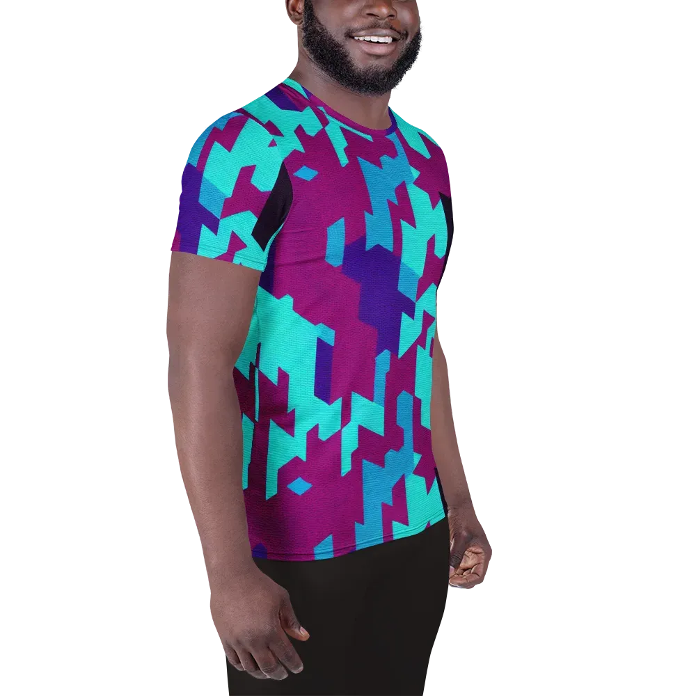 Electric Facets on Men's Athletic T-Shirt — Right